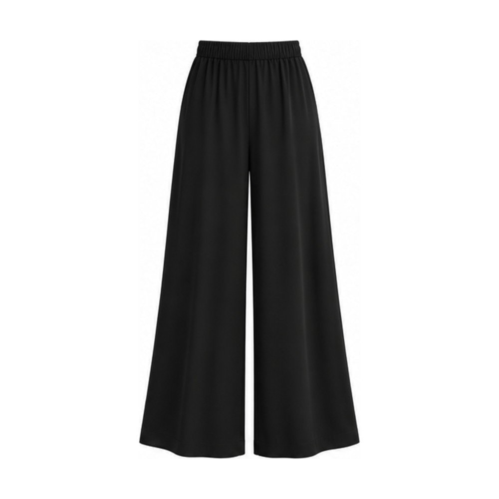 Pull-On Crepe Wide-Leg Pants